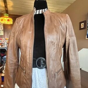Wilsons Leather Women's Chestnut Brown Zip-Front Leather Jacket